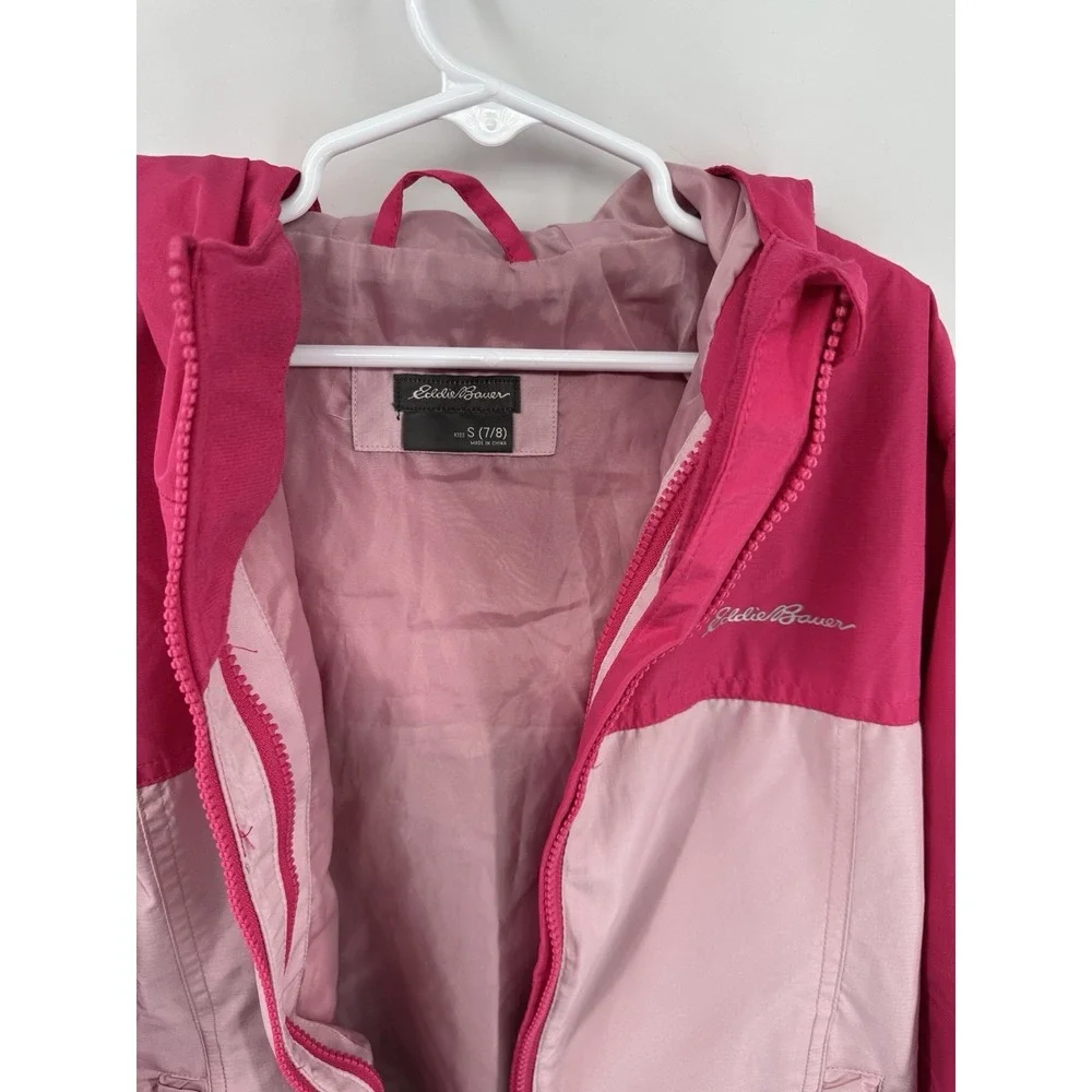 Eddie Bauer Girls Hooded Jacket Shell, Pink, Size Small 7/8 - Picture 2 of 7